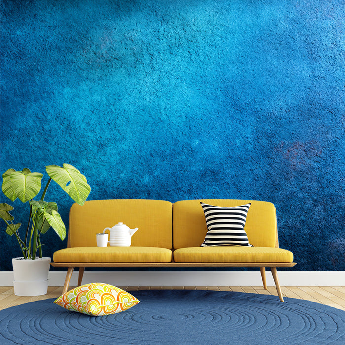 Deep Ocean Blue Mural Wallpaper | Textured Concrete Effect for Moody Interiors