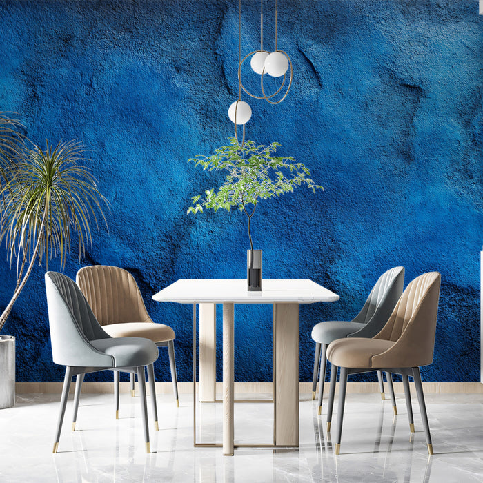 Dimensional Blue Stone Mural Wallpaper | Rugged Rocky Texture