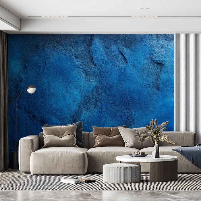 Dimensional Blue Stone Mural Wallpaper | Rugged Rocky Texture