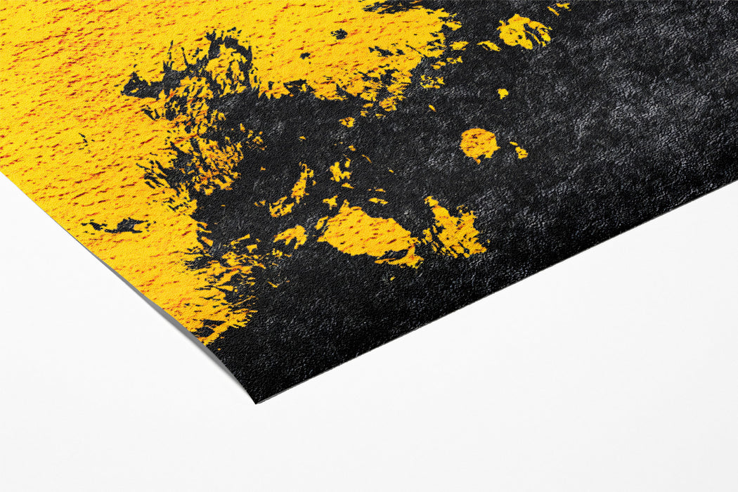 Bold Yellow Mural Wallpaper | Abstract Black Ink Blot Texture