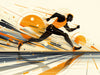 Abstract Runner Mural Wallpaper in Living Room | Orange, Black, and Beige Runner
