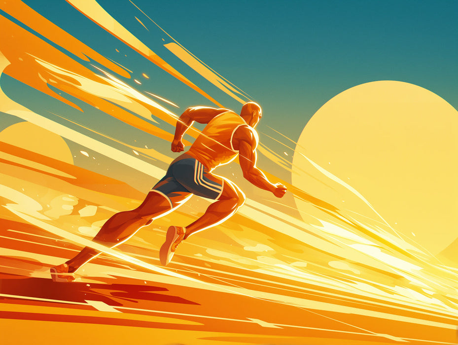 Abstract Runner Mural Wallpaper in Living Room | Orange, Black, and Beige Runner