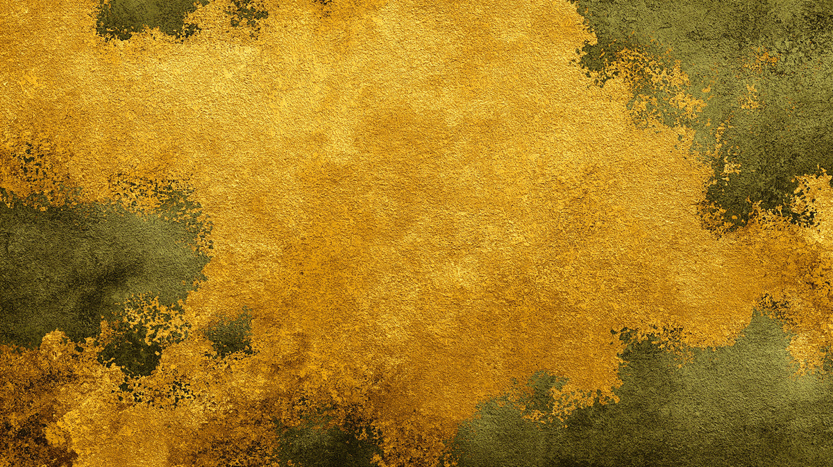 Modern Gold Leaf Mural Wallpaper | Abstract Gold and Green Texture