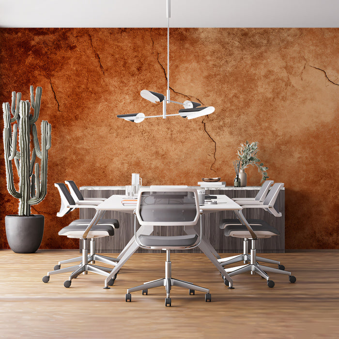 Wabi-Sabi Cracked Mural Wallpaper | Rustic Earthy Copper Texture