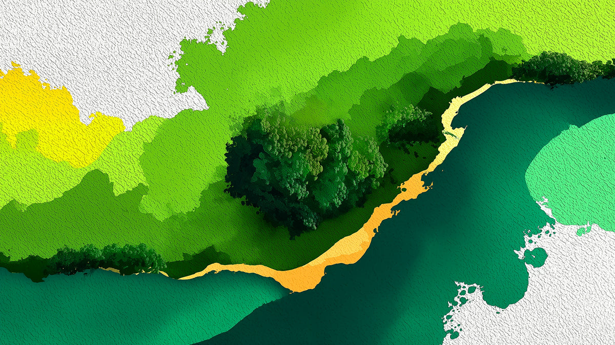Abstract River Mural Wallpaper | Modern Aerial Landscape Texture
