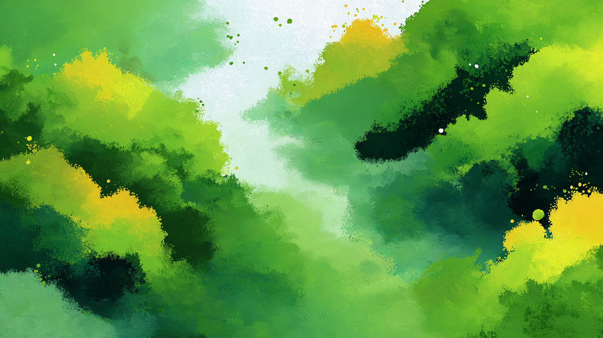 Abstract Green Brushstroke Mural Wallpaper | Expressive Textured Forest