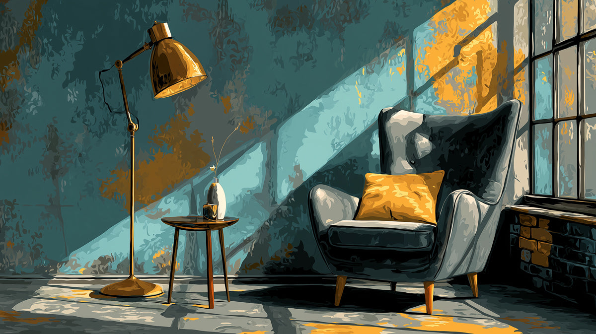 Abstract Interior Mural Wallpaper | Stylized Light and Shadow