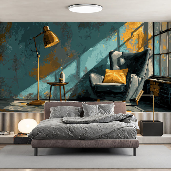 Abstract Interior Mural Wallpaper | Stylized Light and Shadow