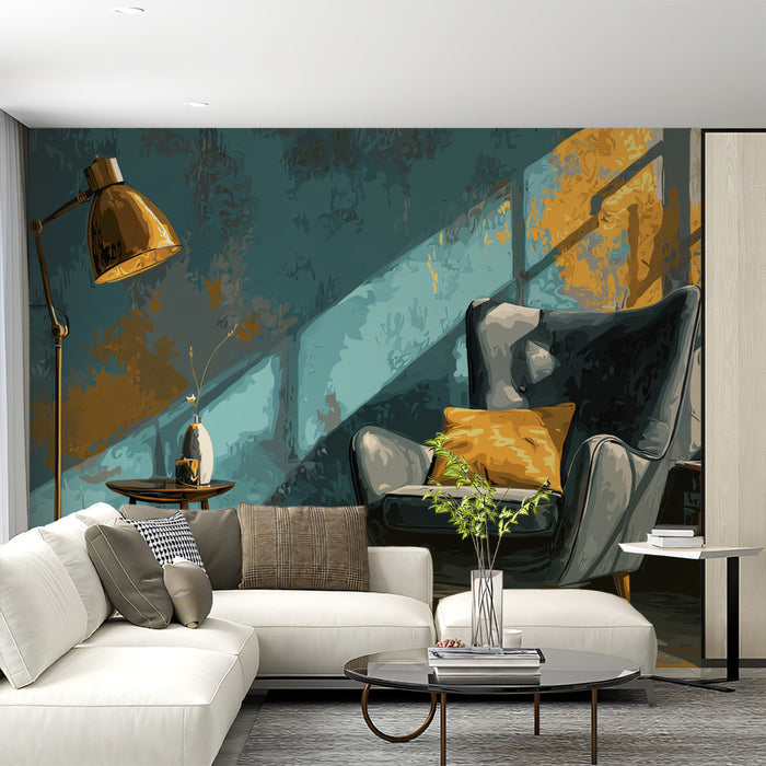 Abstract Interior Mural Wallpaper | Stylized Light and Shadow