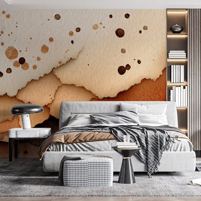 Modern Layered Mural Wallpaper | Earthy Watercolor and Gold Splatter