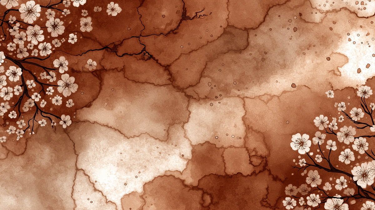 Wabi-Sabi Cherry Blossom Mural Wallpaper | Rustic Cracks & Flowers