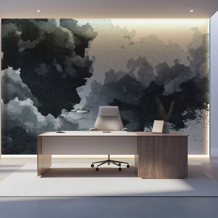 Abstract Gray Cloud Mural Wallpaper | Textured Urban Grunge