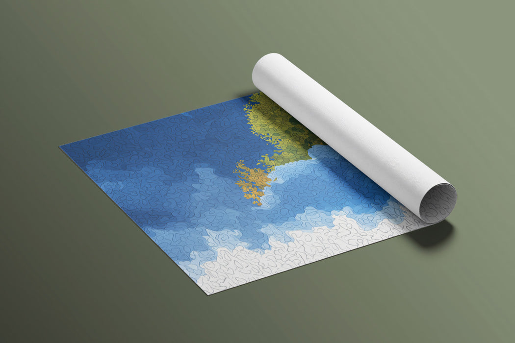 Abstract Floating Island Mural Wallpaper | Whimsical Blue Sky and Clouds