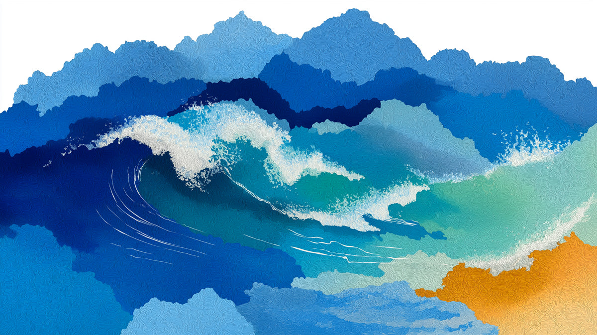 Modern Coastal Mural Wallpaper | Abstract Wave and Beach Texture