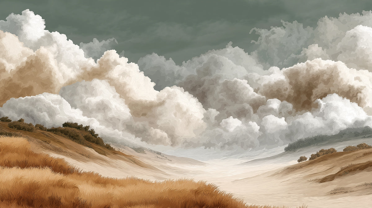 Rural Fields Mural Wallpaper | Serene Abstract Landscape