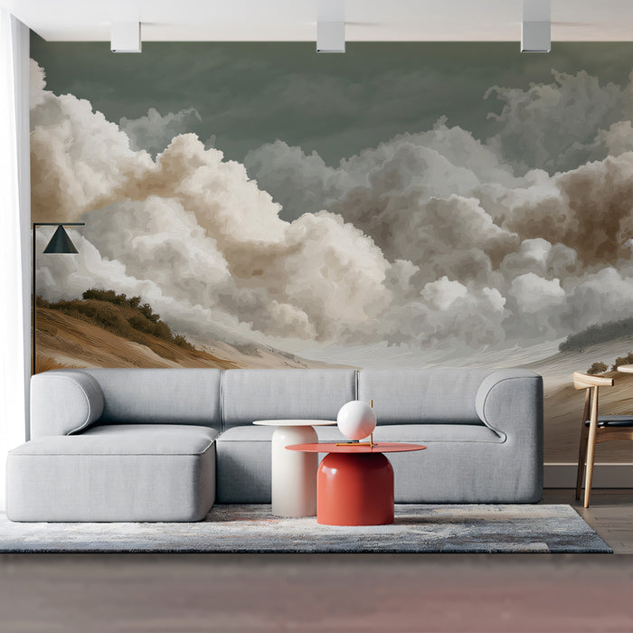 Rural Fields Mural Wallpaper | Serene Abstract Landscape