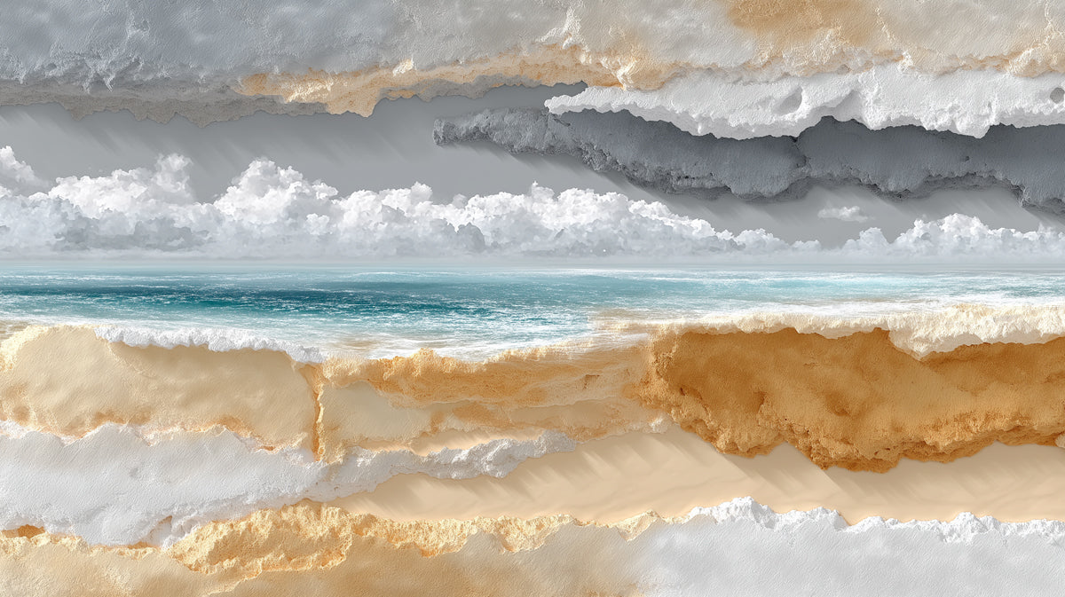 Modern Abstract Beach Mural Wallpaper | Layered Textural Seascape