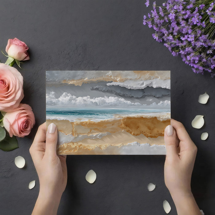 Modern Abstract Beach Mural Wallpaper | Layered Textural Seascape
