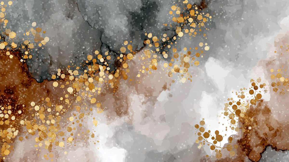 Luxurious Gold Mural Wallpaper | Abstract Marble and Splatter Art