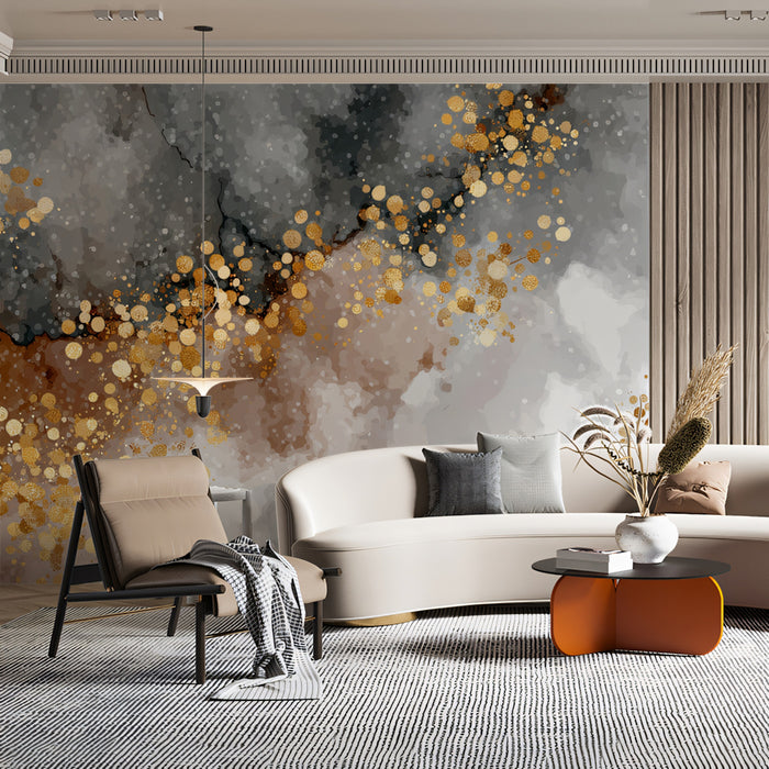 Luxurious Gold Mural Wallpaper | Abstract Marble and Splatter Art