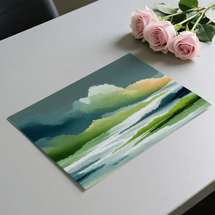 Abstract Cloudscape Mural Wallpaper | Green and Blue Textured Art