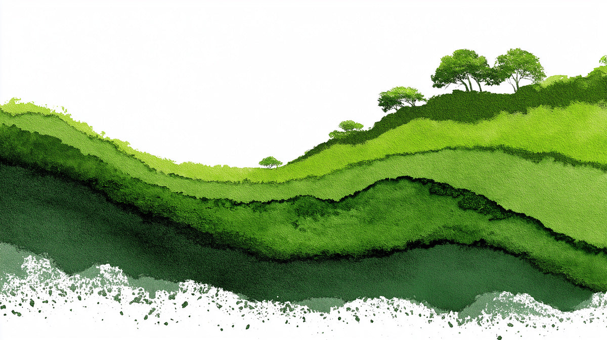 Minimalist Green Mural Wallpaper | Abstract Layered Landscape
