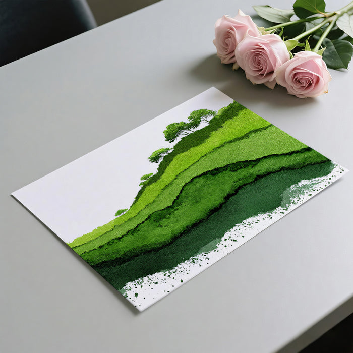 Minimalist Green Mural Wallpaper | Abstract Layered Landscape
