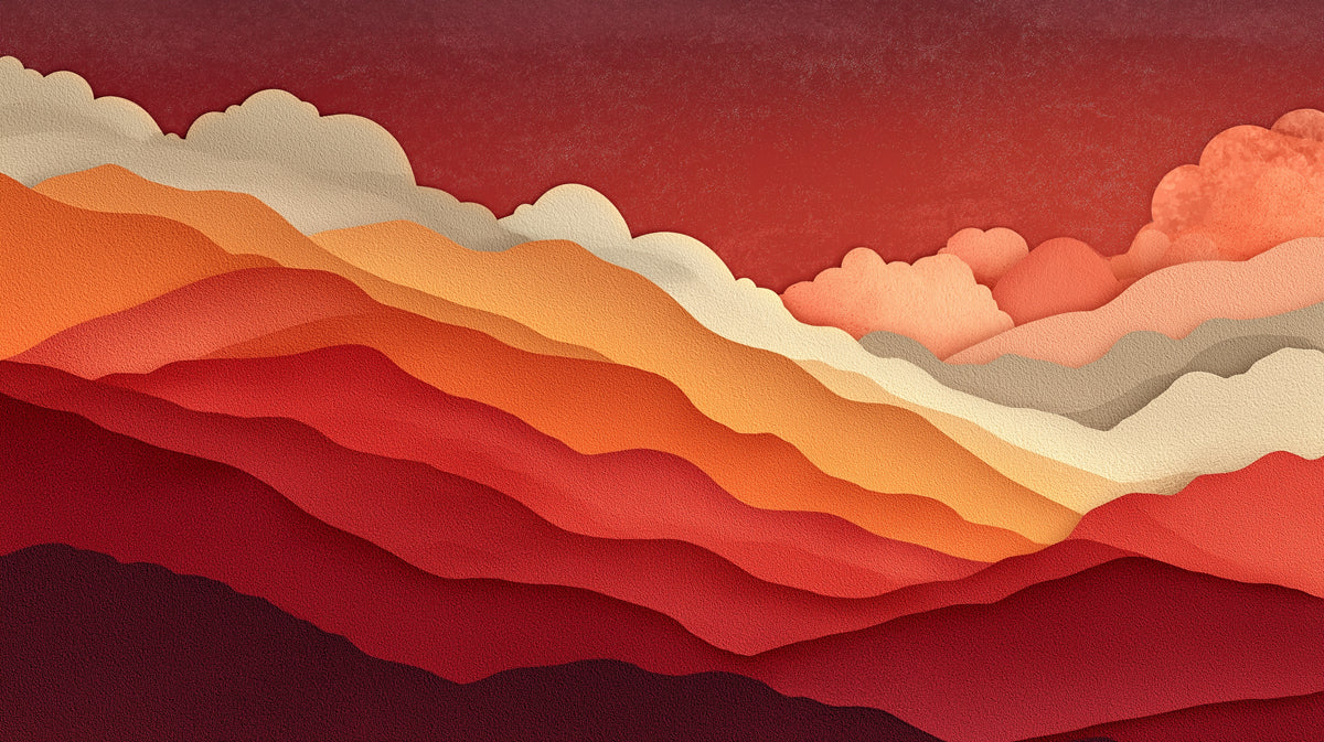 Retro Mountain Mural Wallpaper | Abstract Layered Landscape