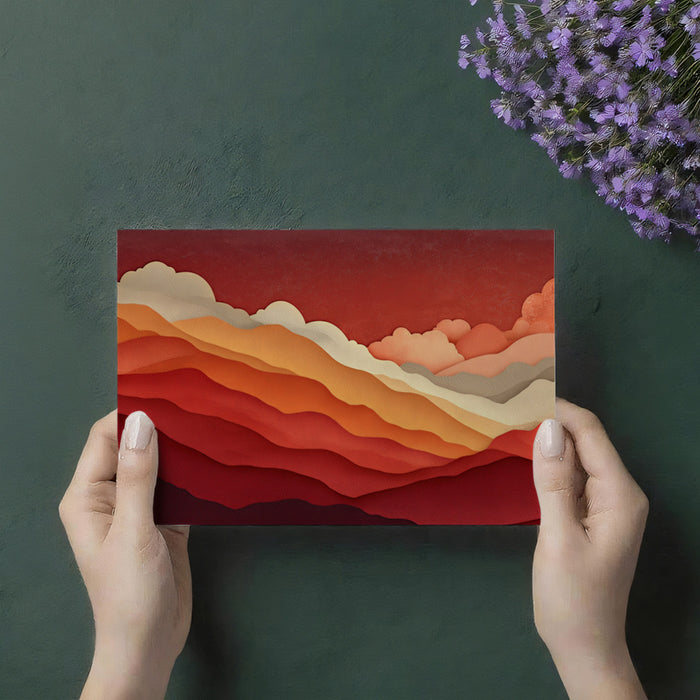 Retro Mountain Mural Wallpaper | Abstract Layered Landscape