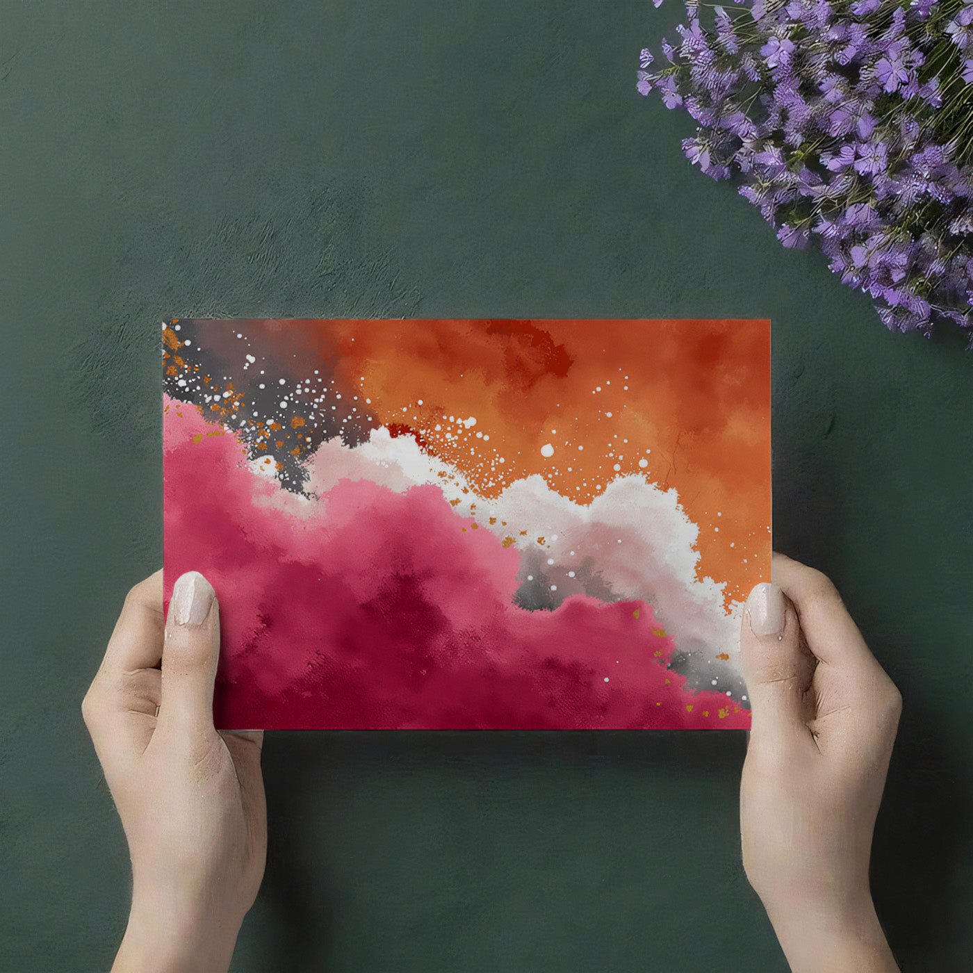 Abstract Splash Mural Wallpaper | Vibrant Pink, Orange, and Gold Art