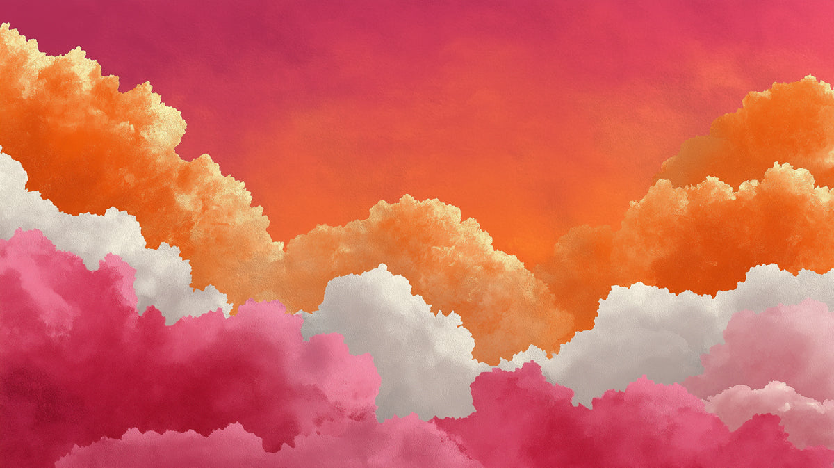 Dreamy Cloudscape Mural Wallpaper | Stylized Pink and Orange Sky