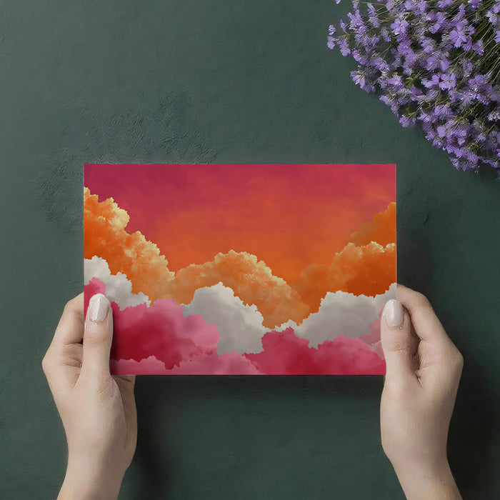 Dreamy Cloudscape Mural Wallpaper | Stylized Pink and Orange Sky