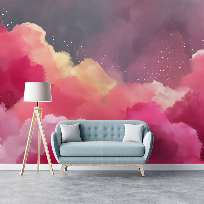 Dreamy Sunset Mural Wallpaper | Abstract Pink and Orange Sky