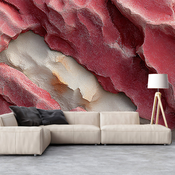 Sculptural Pink Mural Wallpaper | Abstract Rocky Texture