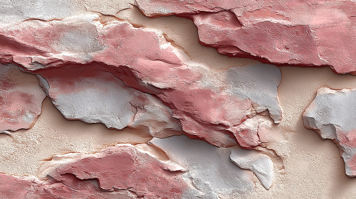 Layered Pink Stone Mural Wallpaper | Wabi-Sabi Textured Design