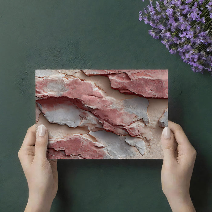Layered Pink Stone Mural Wallpaper | Wabi-Sabi Textured Design