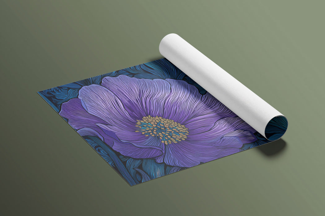Art Nouveau Floral Mural Wallpaper | Luxurious Blue and Purple