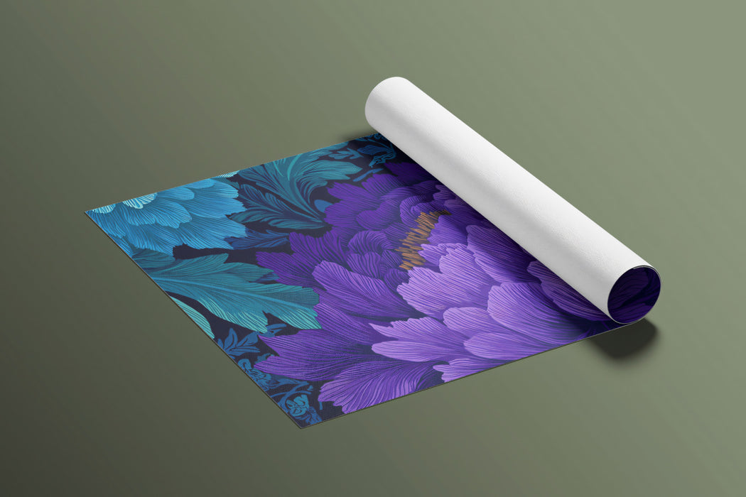 Modern Floral Mural Wallpaper | Vibrant Purple and Blue