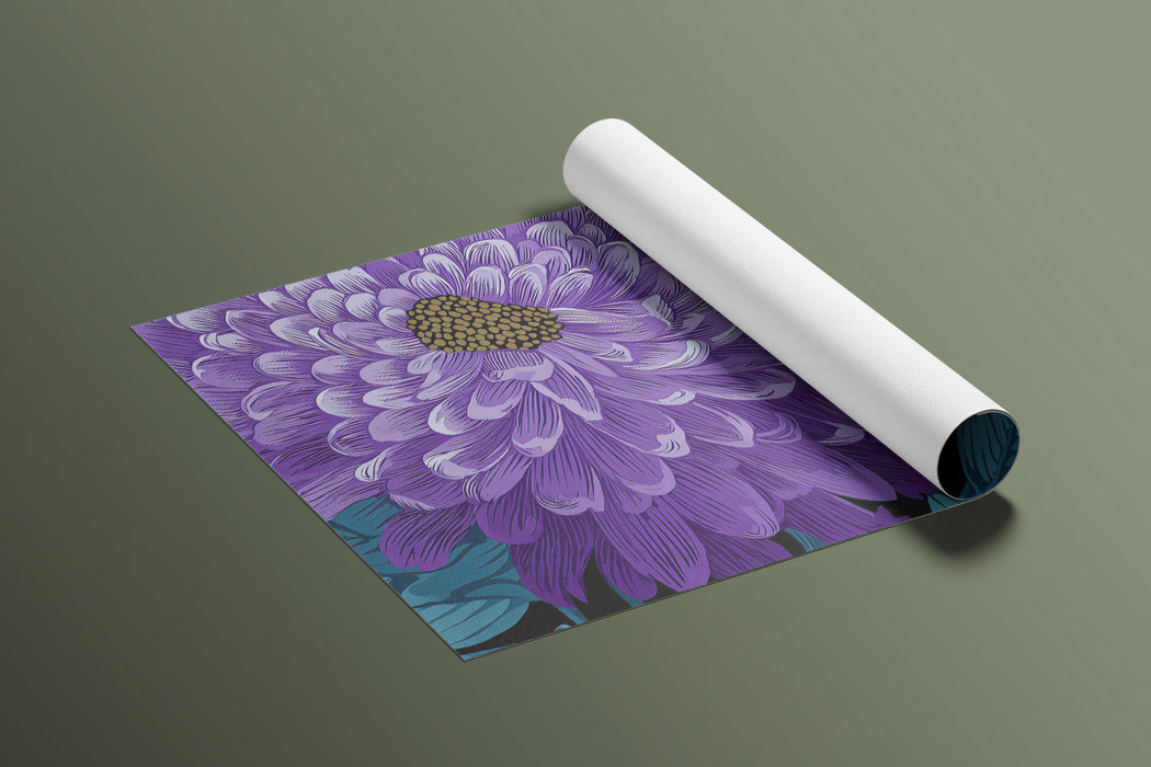 Bold Floral Mural Wallpaper | Dramatic Purple Chrysanthemums