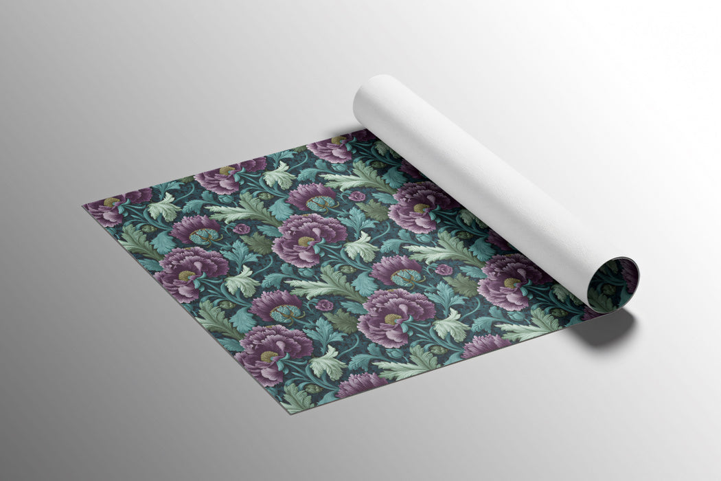 Classic Floral Mural Wallpaper | Vintage Purple and Teal Pattern