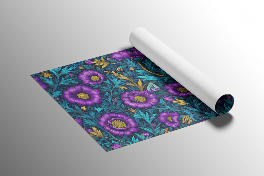 Vibrant Floral Mural Wallpaper | Modern Purple and Teal