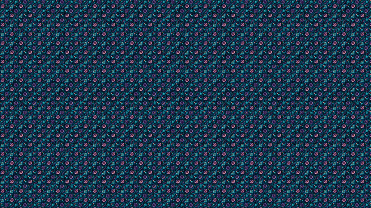 Micro Floral Mural Wallpaper | Delicate Purple and Teal Pattern