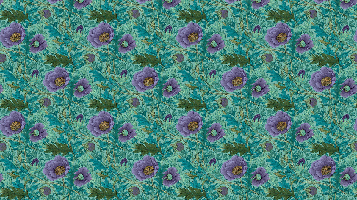 Vibrant Botanical Mural Wallpaper | Purple and Teal Floral Pattern