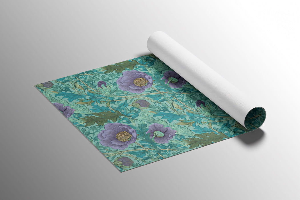 Vibrant Botanical Mural Wallpaper | Purple and Teal Floral Pattern
