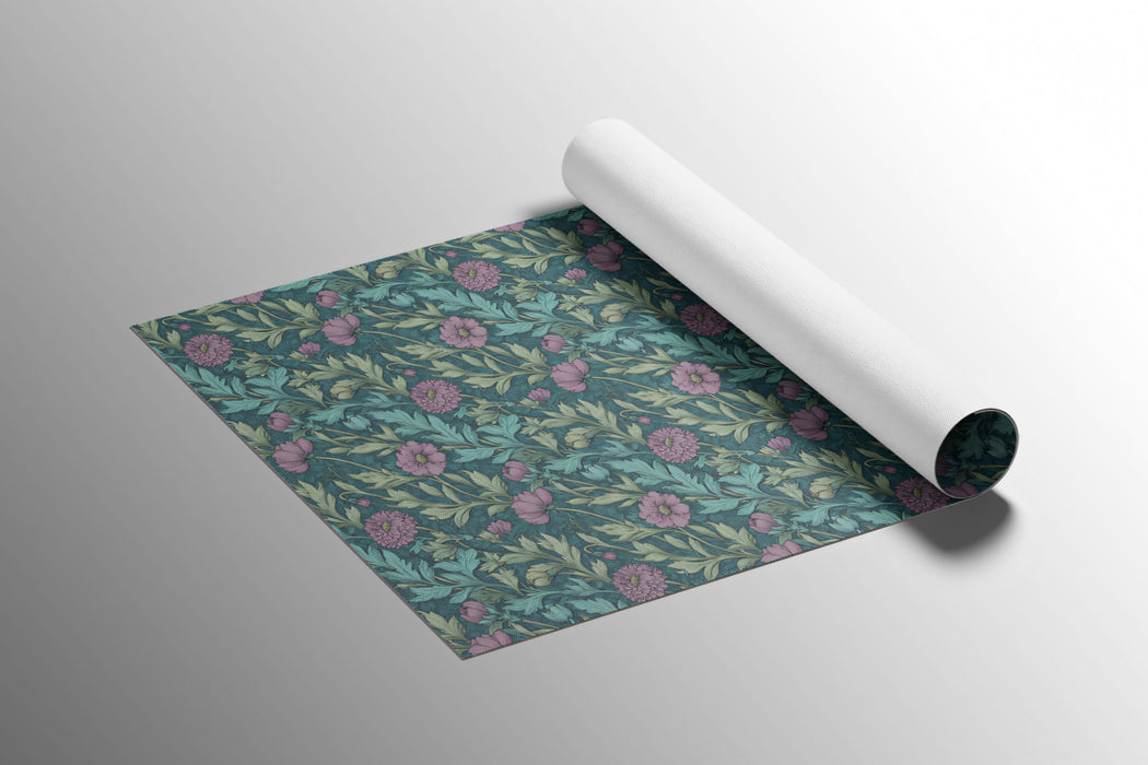 Muted Floral Mural Wallpaper | Vintage Purple and Blue Pattern