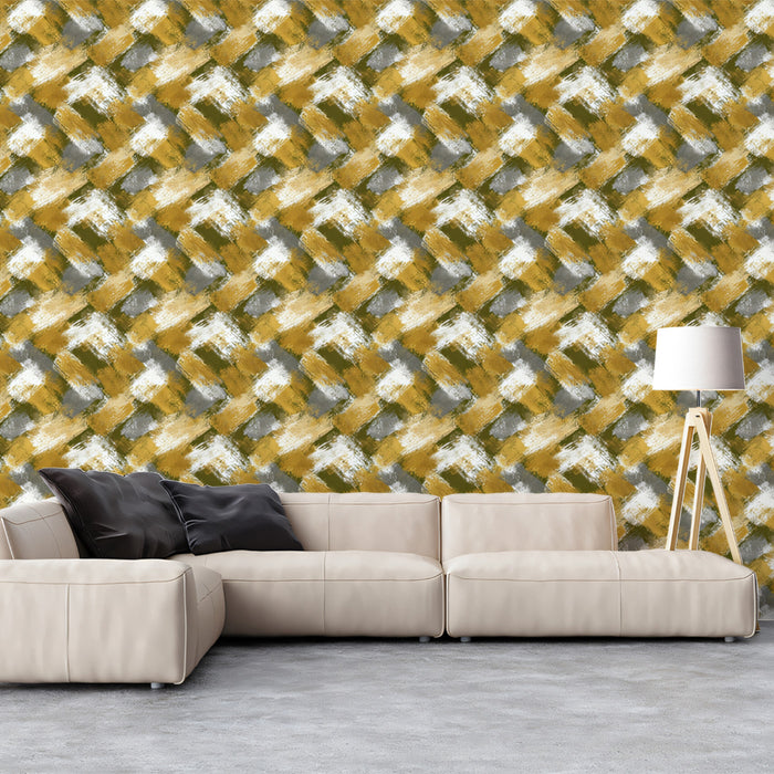 Modern Geometric Mural Wallpaper | Abstract Brushstroke Pattern