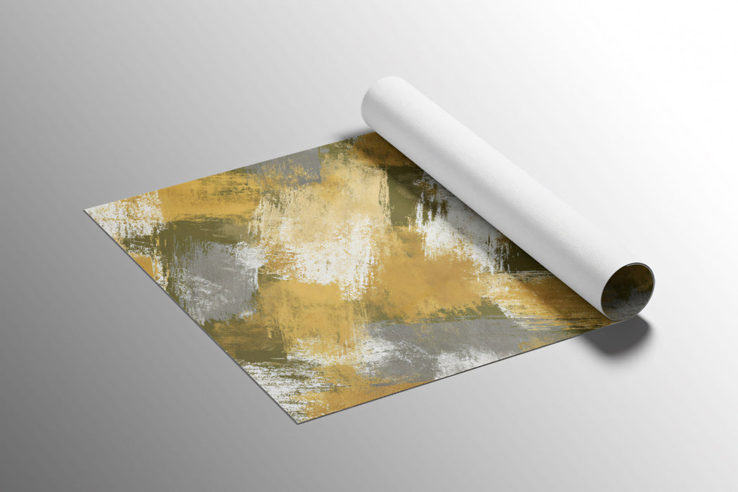 Modern Abstract Mural Wallpaper | Woven Gold and Olive Texture