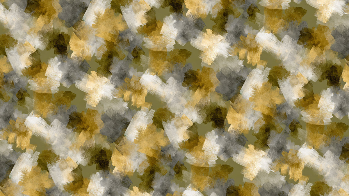 Abstract Mosaic Mural Wallpaper | Gold and Gray Painterly Pattern
