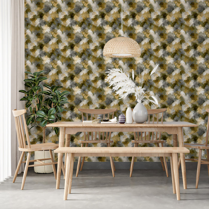 Classic Gold Mural Wallpaper | Textured Herringbone Pattern