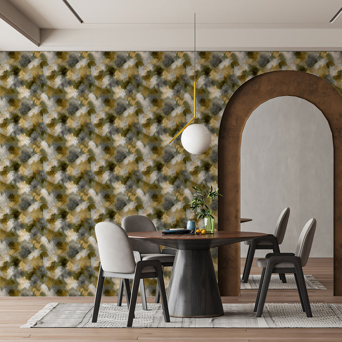 Classic Gold Mural Wallpaper | Textured Herringbone Pattern